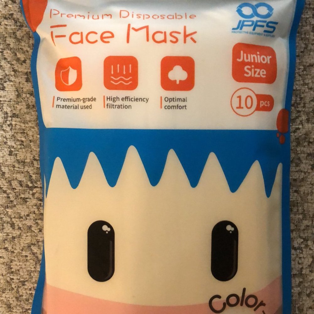NEW JPFS Disposable Face Mask Junior Size 10ct Whi